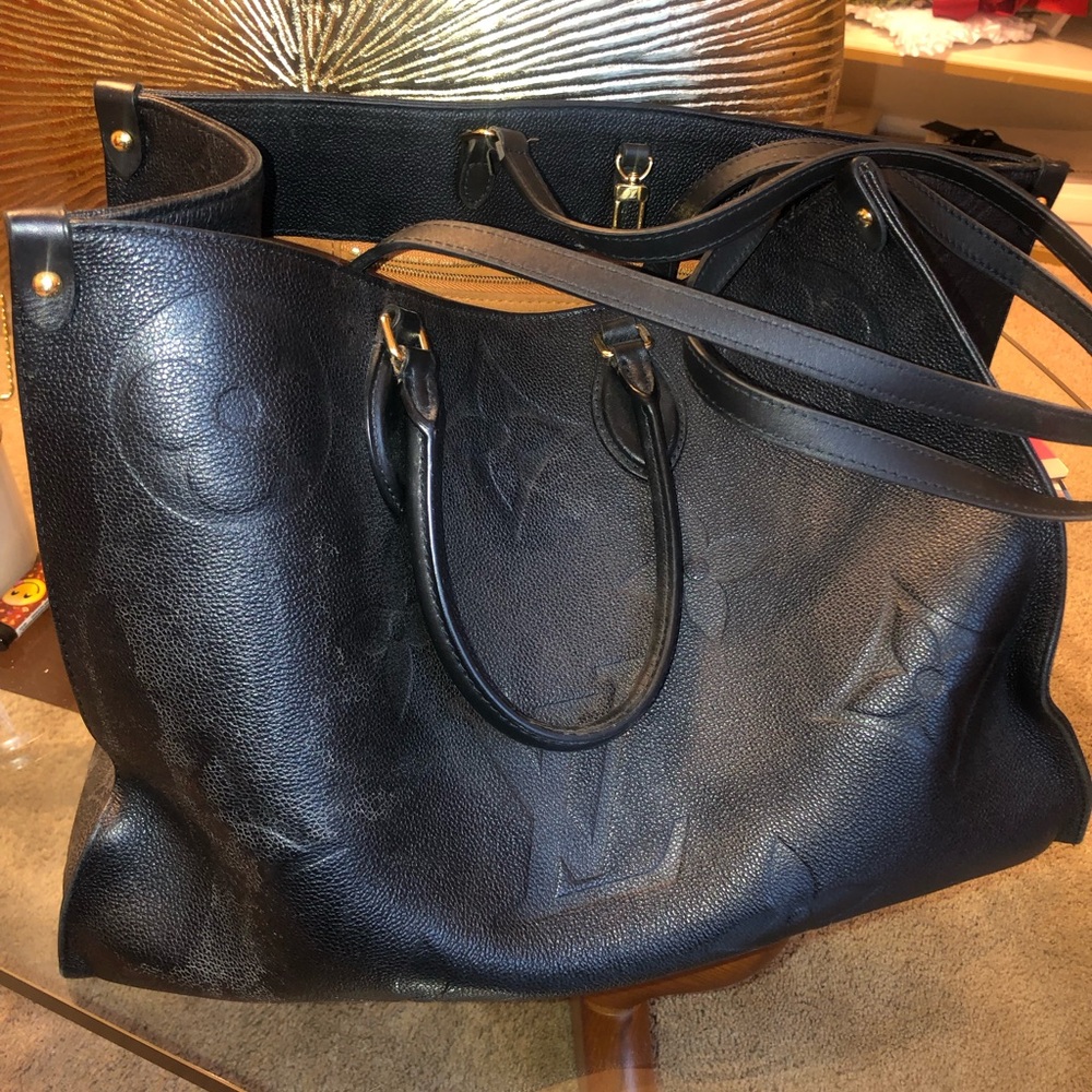 Louis Vuitton Black Tote Bag with Embossed Leather